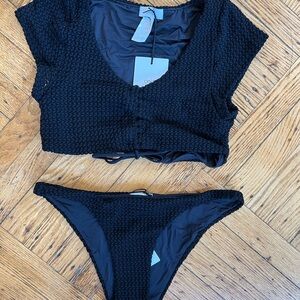 Onia Black crochet Bikini Set